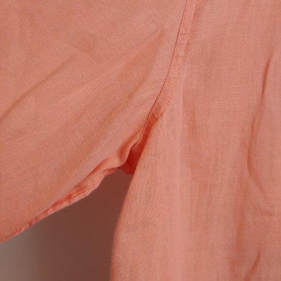J Jill 100% linen soft orange cantaloupe embroidered tunic top button down Large - Picture 9 of 16